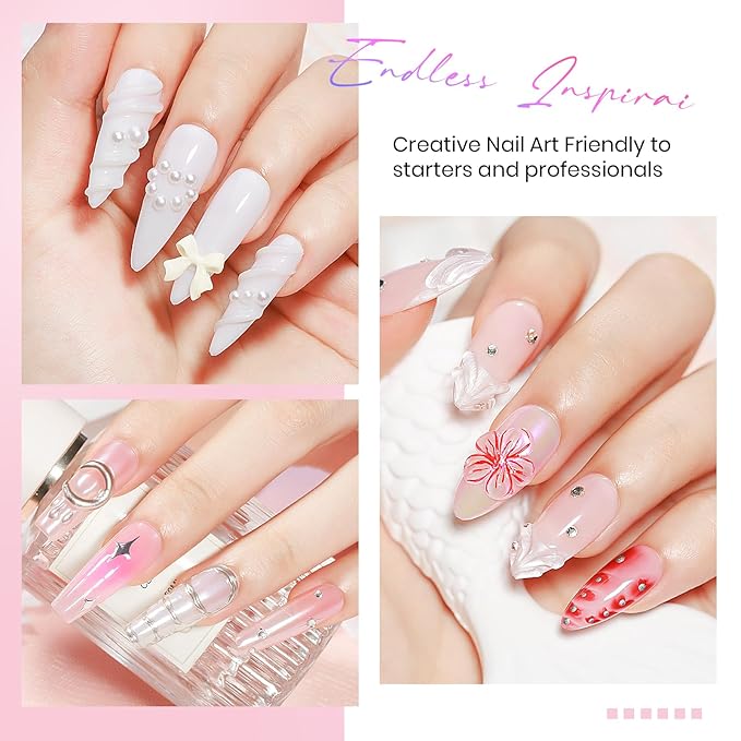 MIZHSE Solid Builder Gel for nails, 3 Colors Sculpting Gel for Nails, Clear White Pink Non-Sticky Hand 3D Nail Art Building Carving Modeling Hard Nail Extension Manicure Salon Home DIY Gift-VivaGrace Women