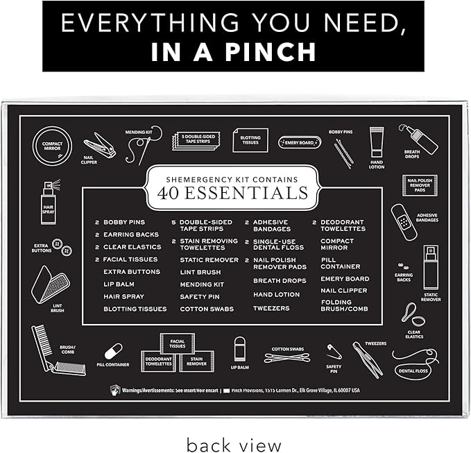 Pinch Provisions Shemergency Kit for Her, 40 Emergency Essential Items, Compact, Multi-Functional Pouch, Gift for Women, Birthday, Bachelorette Parties, and More!-VivaGrace Women
