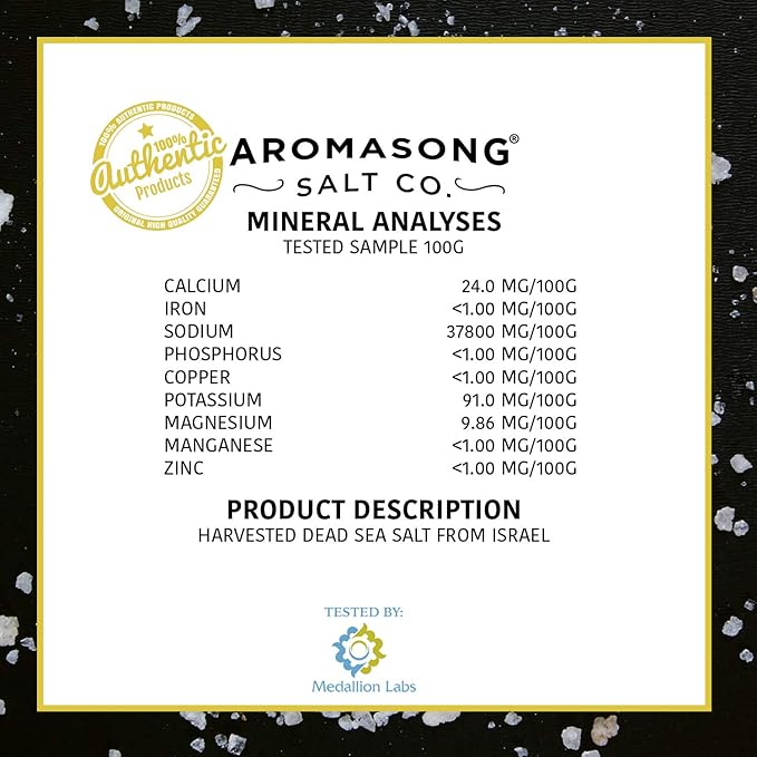 Aromasong Dead Sea Salt - Spa Bath Salt - Bulk 19 Lb Pack of 78 (1482 Lbs Total) Fine Grain - 100% Pure - Better Absorbing Than Epsom Salt - Soak for Women & Men for Skin Issues and Relaxation-VivaGrace Women