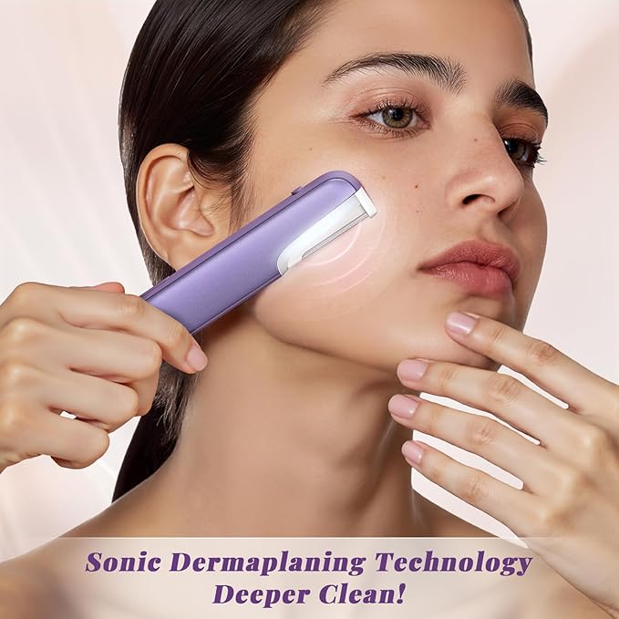 Dermaplaning Tool for Women - Facial Exfoliation & Peach Fuzz Hair Removal with Rechargeable Sonic Edge Technology, 10 Refill Blades-VivaGrace Women