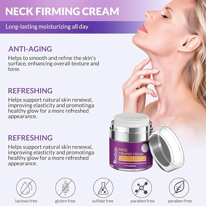 Advanced Neck Firming Cream – 3% Retinol & Hyaluronic Acid for Wrinkle Reduction, Lifting & Skin Tightening – Anti-Aging Moisturizer for Face, Neck & Décolleté – Deep Hydration, 1.7 FL OZ-VivaGrace Women