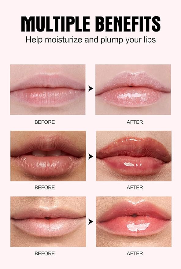Lip Plumper 6 Colors Moisturizing Glossy Plumping Lip Gloss Long Lasting Hydrating Natural Lip Plumper for Women Girls (Color 02)-VivaGrace Women