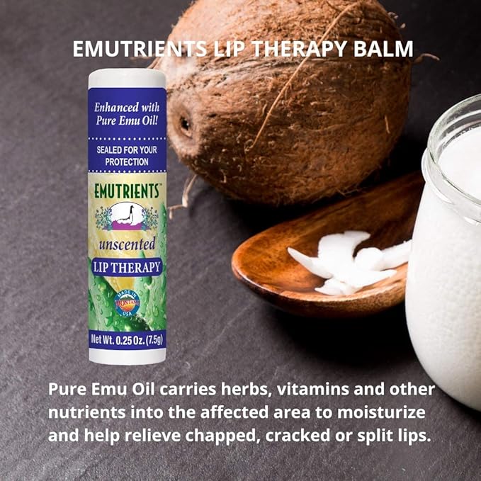Montana Emu Ranch Natural Lip Balm 0.25 Ounce - Unscented - Made with Pure Emu Oil-VivaGrace Women