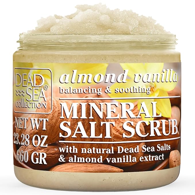 Dead Sea Collection Almond Vanilla Salt Scrub – Exfoliating Body Scrub for Women – Moisturizing and Nourishing Skin – with Pure Oils and Dead Sea Minerals (23.28 Oz)-VivaGrace Women