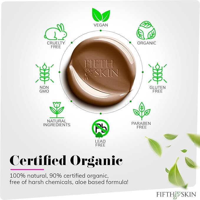 Fifth & Skin: Better’n Ur Skin Liquid Foundation (ESPRESSO - Natural, Organic, Vegan, Cruelty-Free - Gluten-Free Beauty with Buildable Coverage and Palm-Free Luxury - 1 oz-VivaGrace Women