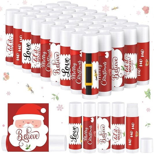 50 Pieces Christmas Santa Lip Balm Bulk Gift Christmas Gift for Women Moisturizing Lip Care Product for Seasonal Winter Holiday Xmas Party Gift-VivaGrace Women