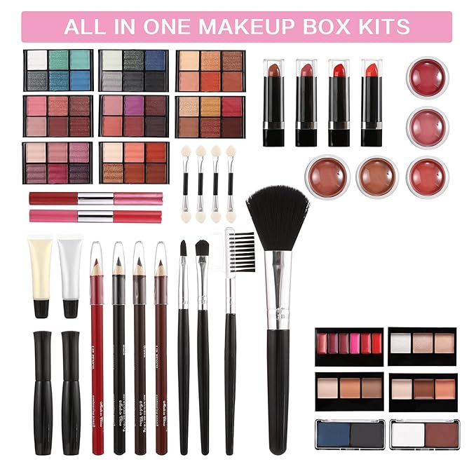 All in One Makeup Kit for Teens, 106 Pcs Professional Makeup Kit for Women Full Kit, Include Eyeshadow Palette, Lipstick Set, Concealer, Foundation, Lipgloss, Makeup Brush(Red)-VivaGrace Women