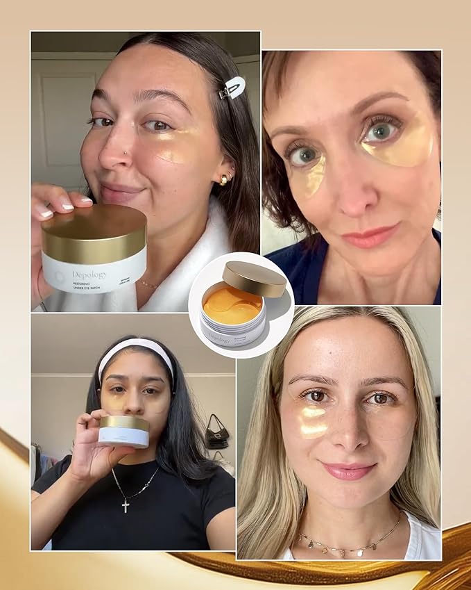 depology Restoring Hydrogel Under Eye Patch | 60 Patches | Brightening Caffeine Gold Pads for Dark Circles | Puffiness | Wrinkles | Refresh | Travel-VivaGrace Women