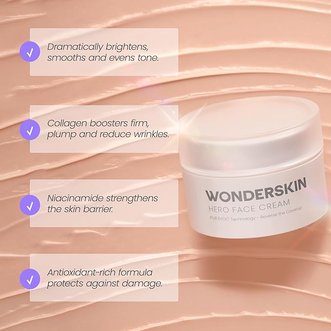 Wonderskin Purevoc Hero Face Cream, Anti Wrinkle Moisturizing Face Cream, Hydrating Face Moisturizer for Women & Men, Anti Aging Face Moisturizer, Daily Facial Moisturizer for Dry Skin-VivaGrace Women