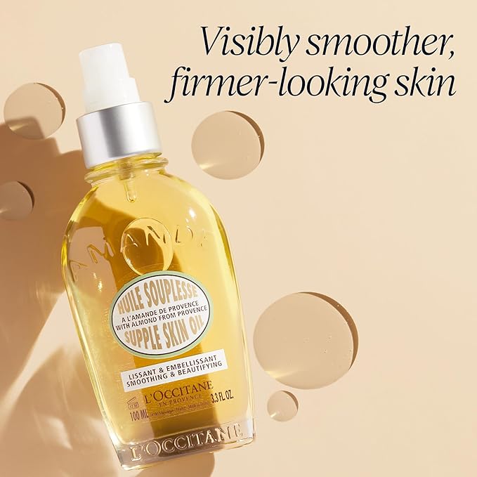 L'OCCITANE Supple Skin System: Hydrate & Soften, Almond Oil Infused Trio Featuring Almond Supple Skin Oil, Almond Shower Oil, and Almond Delicious Hand & Nail Care Lotion, Bath and Body Gift Set-VivaGrace Women