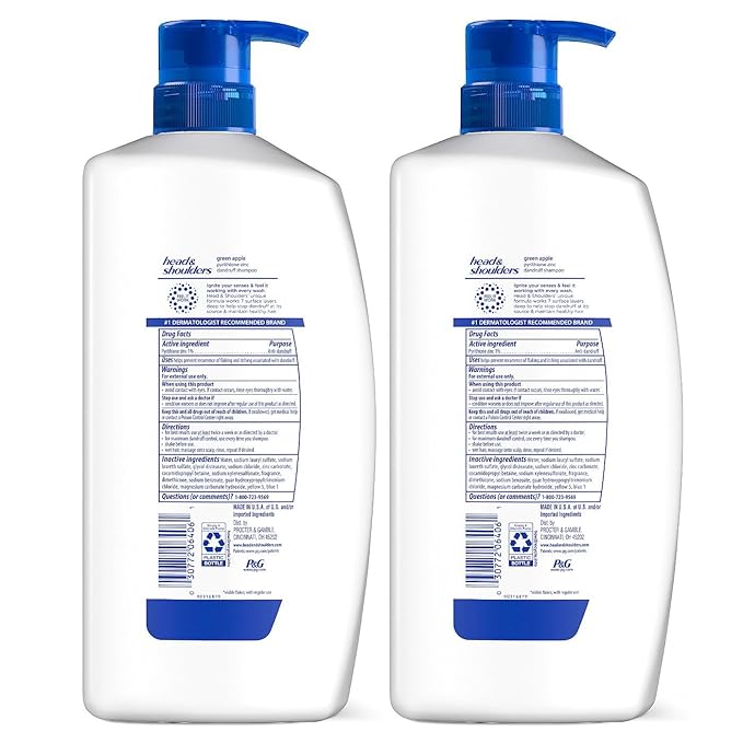 Head & Shoulders Dandruff Shampoo, Clinically Proven Anti Dandruff & Scalp Care Treatment, Fresh Green Apple Scent, Paraben-Free, 32.1 Fl Oz Each, 2 Pack-VivaGrace Women