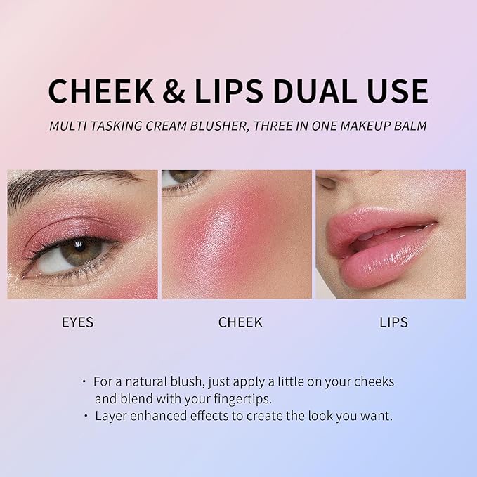 KYDA Black Cream Blush, Color Changing Tint, Magic Black Blush for Cheek & Lip, Natural Pink Glossy Face Blusher, Moisturizing Lightweight, Crystal Make Up Blush-VivaGrace Women