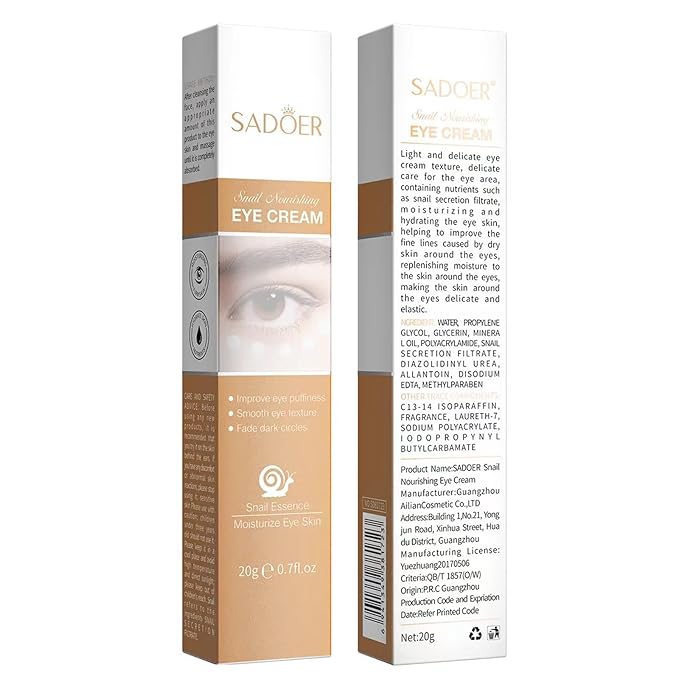 Snail Nourishing Eye Cream - Premium Formula, 20g - Bid Farewell to Dark Circles and Fine Lines and Welcome Elastic and Lustrous Eye Skin-VivaGrace Women