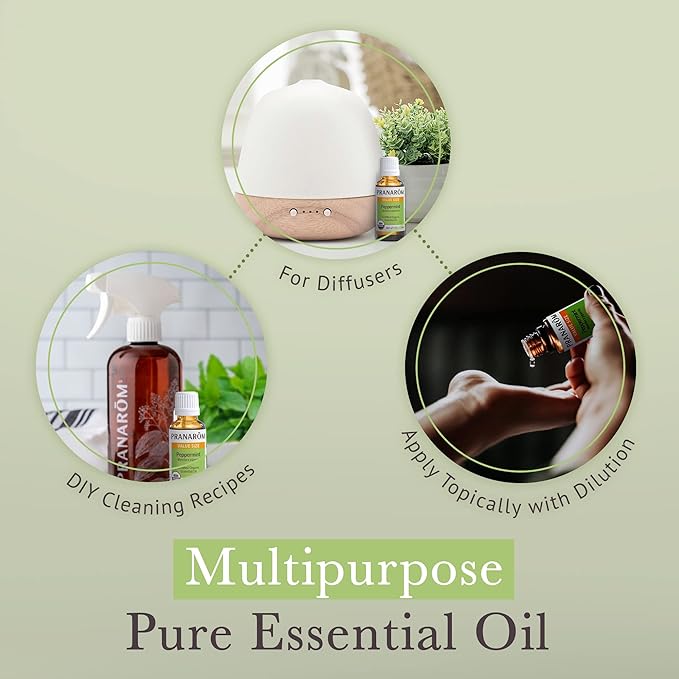 Pranarom USDA Certified Organic Peppermint Essential Oil (30ml), 100% Pure Undiluted Therapeutic Grade from India for Aromatherapy, Diffuser, Topical, Cooling, Massage & Relaxation-VivaGrace Women