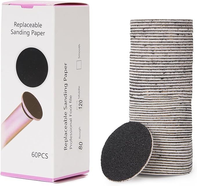 60pcs Replaceable Sandpaper Refill Discs for Electric Foot Callus Remover Hard Dry Dead Skin Remova(120 Grit 30pcs and 80 Grit 30pcs)-VivaGrace Women