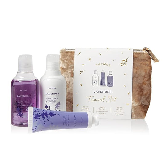 Thymes Travel Set and Beauty Bag - Contains Body Wash, Body Lotion & Hand Cream - Lavender-VivaGrace Women