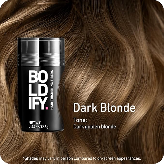 BOLDIFY Hair Fibers (12.5g) - Fill In Thinning and Fine Hair for an Instantly Fuller, Thicker Look - 14 Shades for Women & Men - Dark Blonde-VivaGrace Women