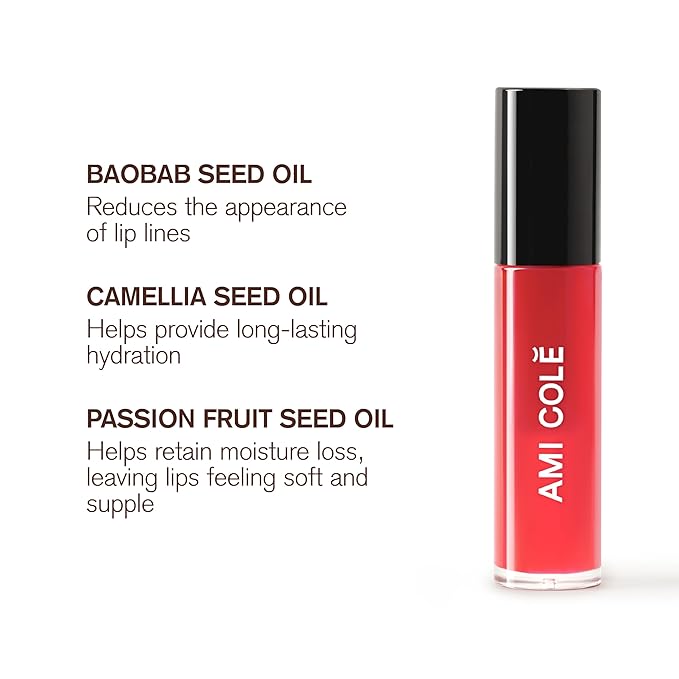 AMI COLÉ Hydrating Lip Treatment Oil 3in1 multitasker for your lips (Smitten), tinted lip gloss, hydrating lip gloss, moisturizing, natural-VivaGrace Women