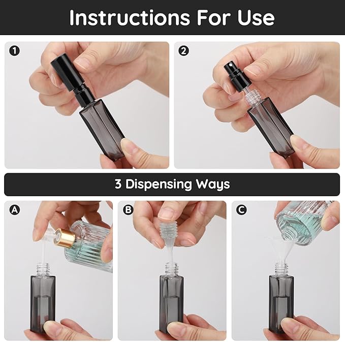 Segbeauty 5 Packs Travel Perfume Bottle Refillable, 10ML Mini Portable Glass Spray Bottles Atomizer, Empty Cologne Sample Dispenser with Funnel and Pipette, Perfume Making Kit Toiletries Container-VivaGrace Women