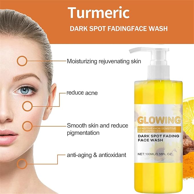 Turmeric Glow Combo Skincare Set, Turmeric Glow Face Wash Combo Set Include Glow Turmeric Face Scrub, Turmeric Facial Cleanser, Turmeric Face Cream, Moisturizer Skincare Sets for Women Men, 3PCS-VivaGrace Women