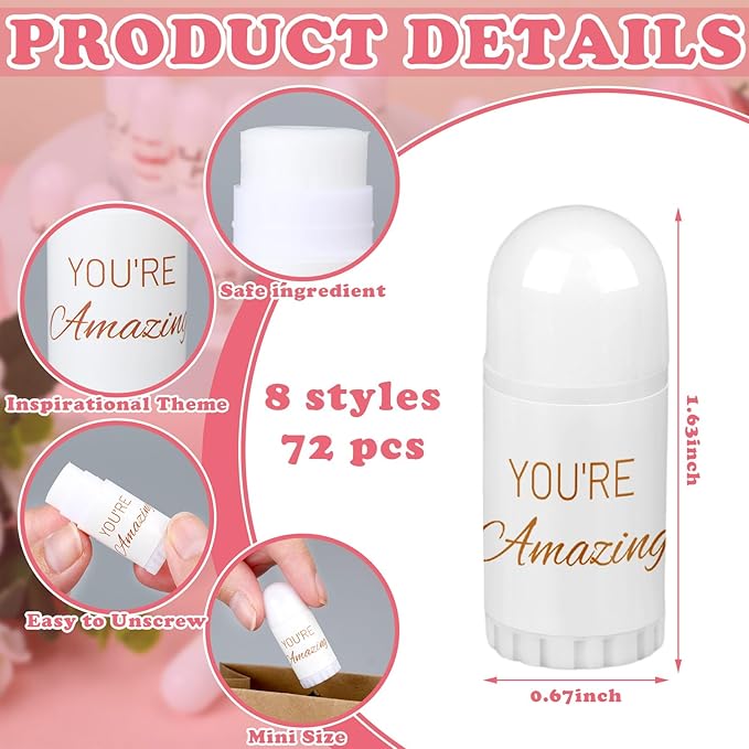 72 Pcs Mini Lip Balm Bulk Gift, 8 Assorted Flavors, Moisturizing for All Skin Types-VivaGrace Women