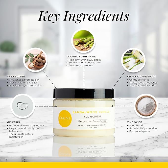 Naturals Exfoliating Sugar Scrub - Warm Sandalwood Vanilla, featuring organic cane sugar and shea butter, gently exfoliates and deeply nourishes for smooth, radiant, and hydrated skin – 14 oz-VivaGrace Women