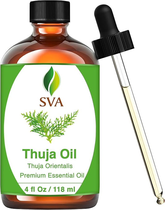 SVA Thuja Essential Oil – 4 Fl Oz – 100% Natural Thuja Oil - for Diffuser, Hair Care, Face, Skin Care, Aromatherapy, Scalp and Body Massage, Soap and Candle Making – with Dropper-VivaGrace Women