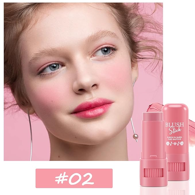 Cream Blush Makeup,Buildable Blush Stick for Cheeks,Matte Finish,Long Wear,Easy Application,Lightweight Multi Stick-VivaGrace Women