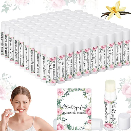 Dunzy 100 Pack Hello Fall Thanksgiving Party Gifts Bulk Lip Balms Favors Employee Appreciation Gifts Thank You Gifts Team Inspirational Gifts for Women Men Coworkers Satff Teachers(Pink Rose)-VivaGrace Women