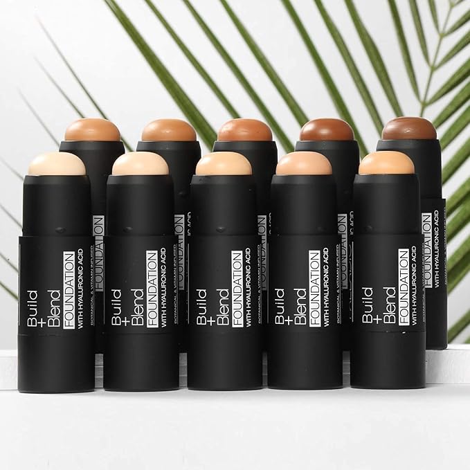 Palladio BUILD & BLEND Foundation Stick, Medium Coverage Buildable Contour Stick for Face, Ultra Blendable Creamy Formula for a Natural Shine Free Finish, Professional Makeup, 0.25 Ounce (Almond)-VivaGrace Women