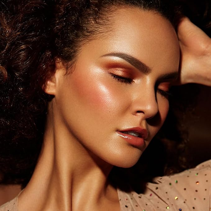 Boobeen Blush and Highlighter Palette- 4-color Metallic Shimmer Shadow Powder, Illuminator Makeup Set for Shading, Highlighting & Defining the Face-VivaGrace Women