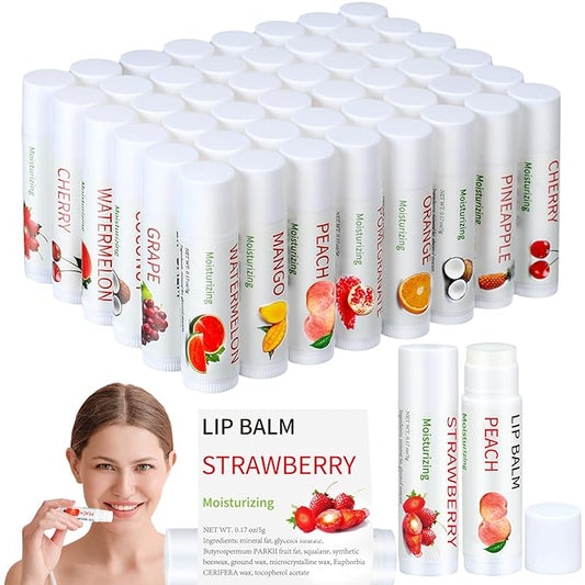50 Pcs Fruit Flavors Lip Balm Gifts Bulk Small Thank You Gifts for Coworkers Guests Staff Customers Women Adults Wedding Bridal Baby Shower Favors Supplies Souvenirs-VivaGrace Women