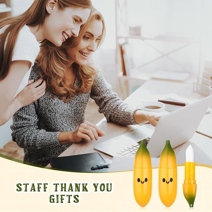50 Pcs Employee Appreciation Gifts Bulk Banana Lip Balms Staff Appreciation Gift Bulk Lip Balm Gift Set Thank You Gift Lip Care Cream for Coworker Teacher Nurse Women Friend Baby Shower Favors-VivaGrace Women