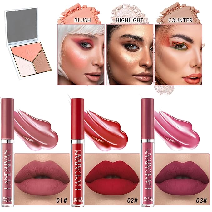 Makeup Set, Makeup Set for Women Full Kit, Eyeshadow Palette, Foundation Concealer CC Cream 3 in 1 Palette, Liquid Lipstick Eyebrow Pencil Eyeliner, Makeup Brush Sponges Makeup Bag-VivaGrace Women