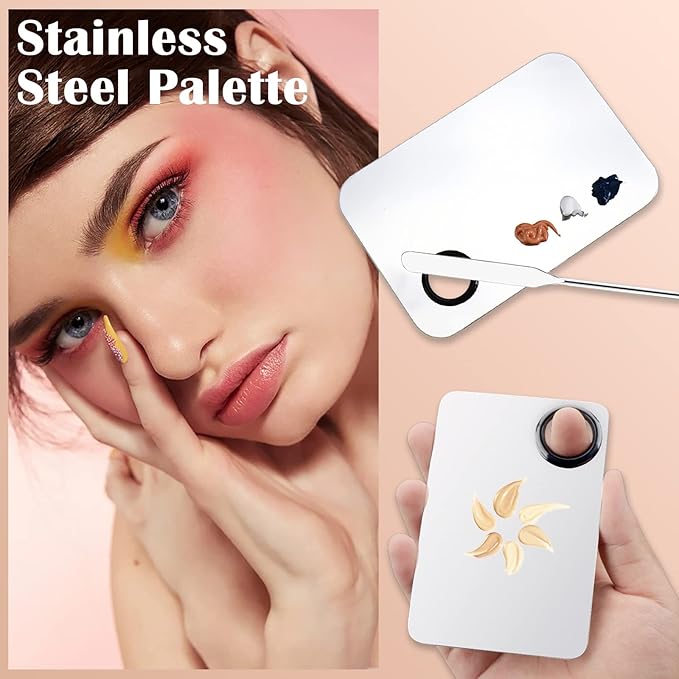 DAGEDA Stainless Steel Makeup Spatula Set, Makeup Mixing Palette Make up Spatula Tool, Foundation Spatula Makeup Foundation Mixing Pigment Palette, Cosmetic Spatula Foundation Palette Make up Tool-VivaGrace Women