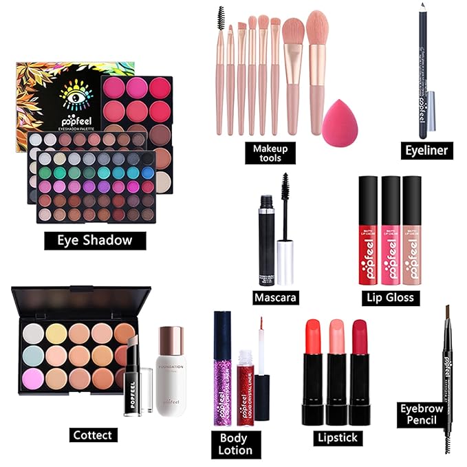 Multi-purpose Makeup Kit All-in-One Makeup Gift Set Colours Mix Eyeshadow Concealer Lip Gloss Pressed Powder and Powder Blusher Cosmetic Makeup Palette Set Kit #097-VivaGrace Women