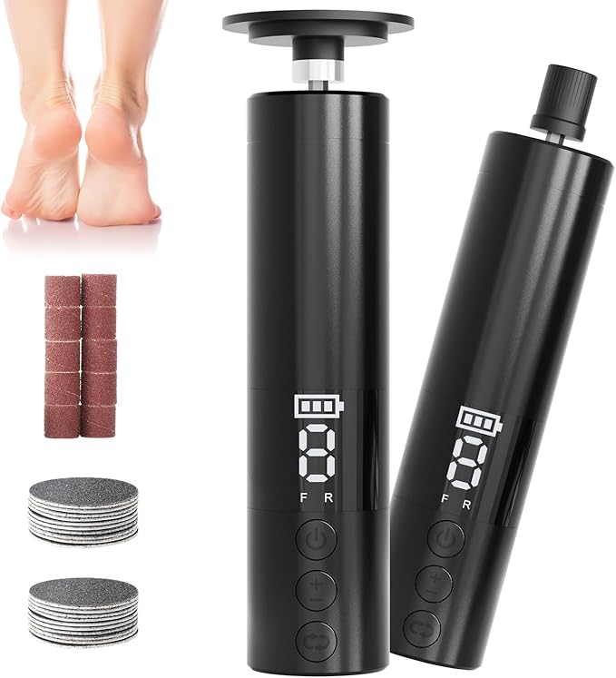Electric Callus Remover for Feet, Rechargeable Professional Electronic Foot File Nail Grinder,9 Adjustable Speed Foot Sander Scrubber Pedicure Tool for Dry Dead Skin with Sandpaper Discs (Black)-VivaGrace Women