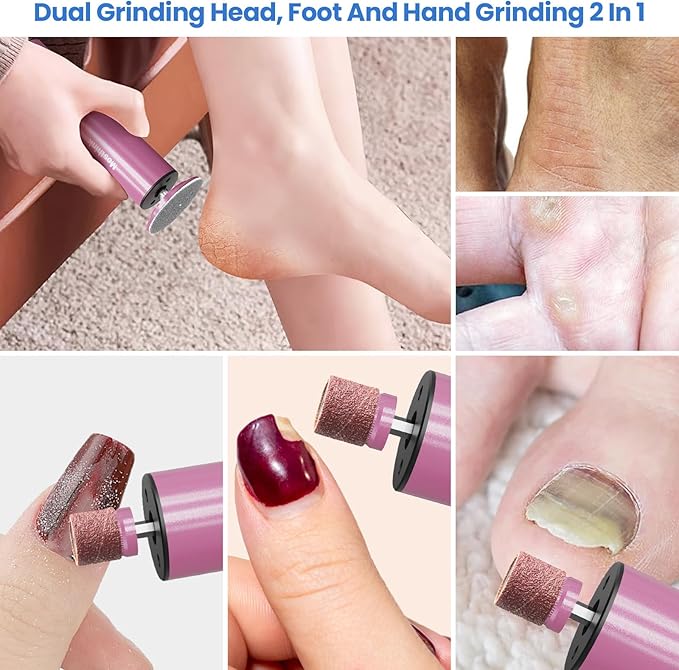 Electric Foot Callus Remover, 2 in 1 | 6 Speed Adjustable Foot File Nail Grinder with Sandpaper Disks, Professional Sander Pedicure Tool for Feet Dead Skin, Self Care Gifts for Women Mom Lover Friends-VivaGrace Women