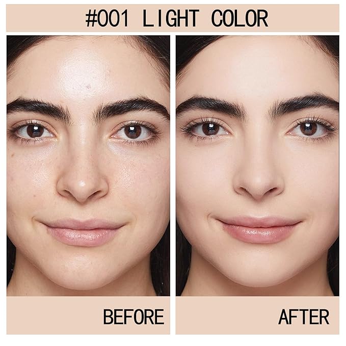 Powder Foundation,Long Wear Full Coverage Foundation with Sponge,Flawess Demi-Matte Finish,Brighten Correcting Color-VivaGrace Women