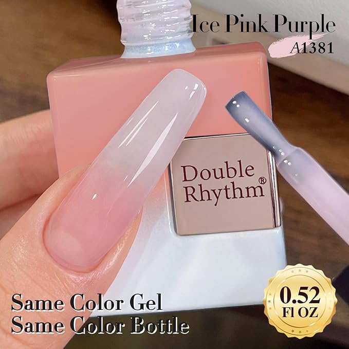 Double Rhythm Gel Polish Translucent Sheer Neutral Natural Light Milky Same Color Same Bottle 15ML Jelly Polish Art DIY at Home (Light Pink-A1381)-VivaGrace Women