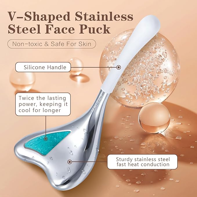 Ice Globes for Face Cryo Sticks Set, Ice Roller Stainless Steel Facial Massage Skin Care Tools for Cooling & Hot Spa-VivaGrace Women