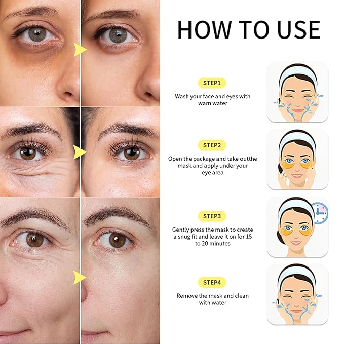 30 Pairs Under Eye Patches for Puffy Eyes, 24k Gold Under Eye Mask, Gel Crystal Collagen Eye Masks for Dark Circles and Puffiness,Travel Eye Patches for Reducing Fine Lines,Moisturizing Skin Care Set-VivaGrace Women