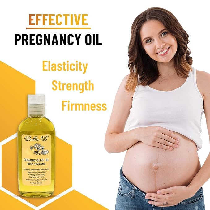 Bella B Organic Olive Oil 4.5 oz - Pregnancy Stretch Mark Prevention Oil - Made with Organic Olive Oil - Maintains Skin Elasticity to Reduce Scars and Stretch Marks - Use Daily for Healthy Skin-VivaGrace Women