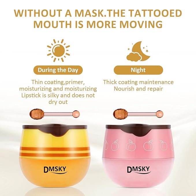 DMSKY Bee Lip Balm Honey Pot 12 PCS, Propolis Lip Mask Overnight, Moisturizing Hydrating Lip Sleeping Mask Prevention Dry and Cracked, Reduce Lip Lines-VivaGrace Women