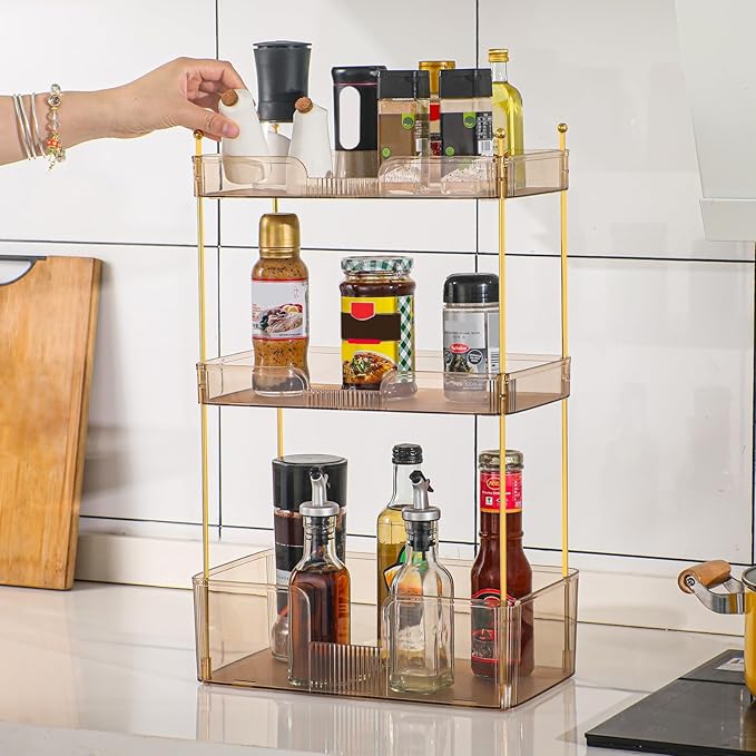 3 Tier Bathroom Countertop Organizer, Makeup Skin Care Organizer, Perfume Tray Vanity Countertop Organizer for Bathroom Countertops-VivaGrace Women