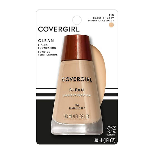 Covergirl Clean Liquid Foundation - 110 By for Women - Foundation, Classic Ivory, 0.25 Ounce-VivaGrace Women