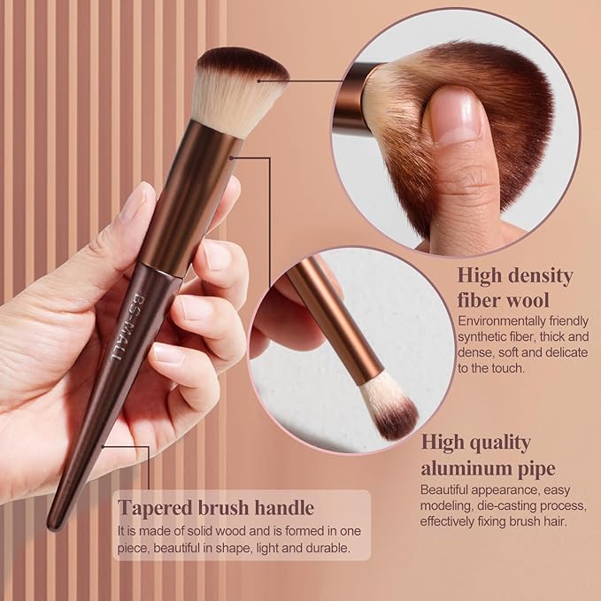 BS-MALL Makeup Brush Set 18 Pcs Premium Synthetic Foundation Powder Concealers Eye shadows Blush Makeup Brushes with black case (B-Brown)-VivaGrace Women