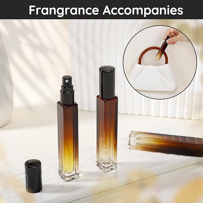 Segbeauty Empty Atomizer, 2pcs 10ML Travel Size Refill Bottle with Funnel and Dropper, Portable Glass Spray Bottle Cologne Dispenser Toiletries Sample Bottles Perfume Making Kit Amber-VivaGrace Women