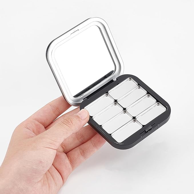 NICENEEDED 2 Pcs Empty Eyeshadow Palettes, 8 Grids Blush Pallet Makeup, DIY Eye Shadow Pigment Holder Case Refillable Cosmetic Sample Makeup Storage Box for Women-VivaGrace Women