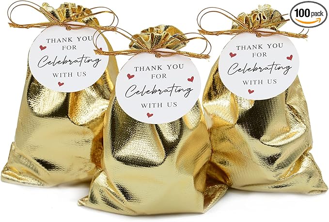 Pack of 100 4"x 6" Heavy Duty Gold Drawstring Organza Jewelry Pouches Wedding Party Christmas Favor Gift Candy Chocolate Bags-VivaGrace Women